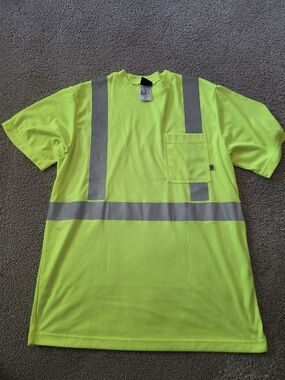Red Kap High-Visibility Men’s Safety T-Shirt - Neon Yellow w Reflective Stripes